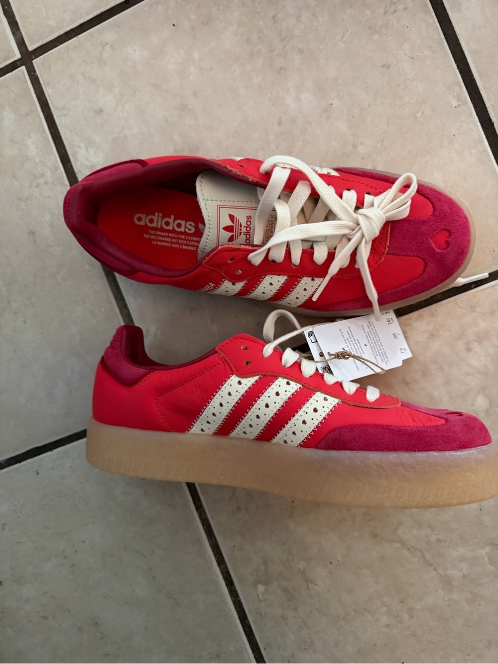Adidas Pink and Red Retro Gum-Sole Sneakers- special edition Valentine’s Day